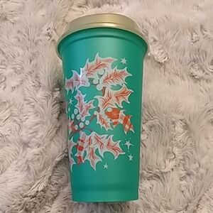Starbucks LE Holiday Reusable Festive Tumbler with Holly Design ✨NWT✨